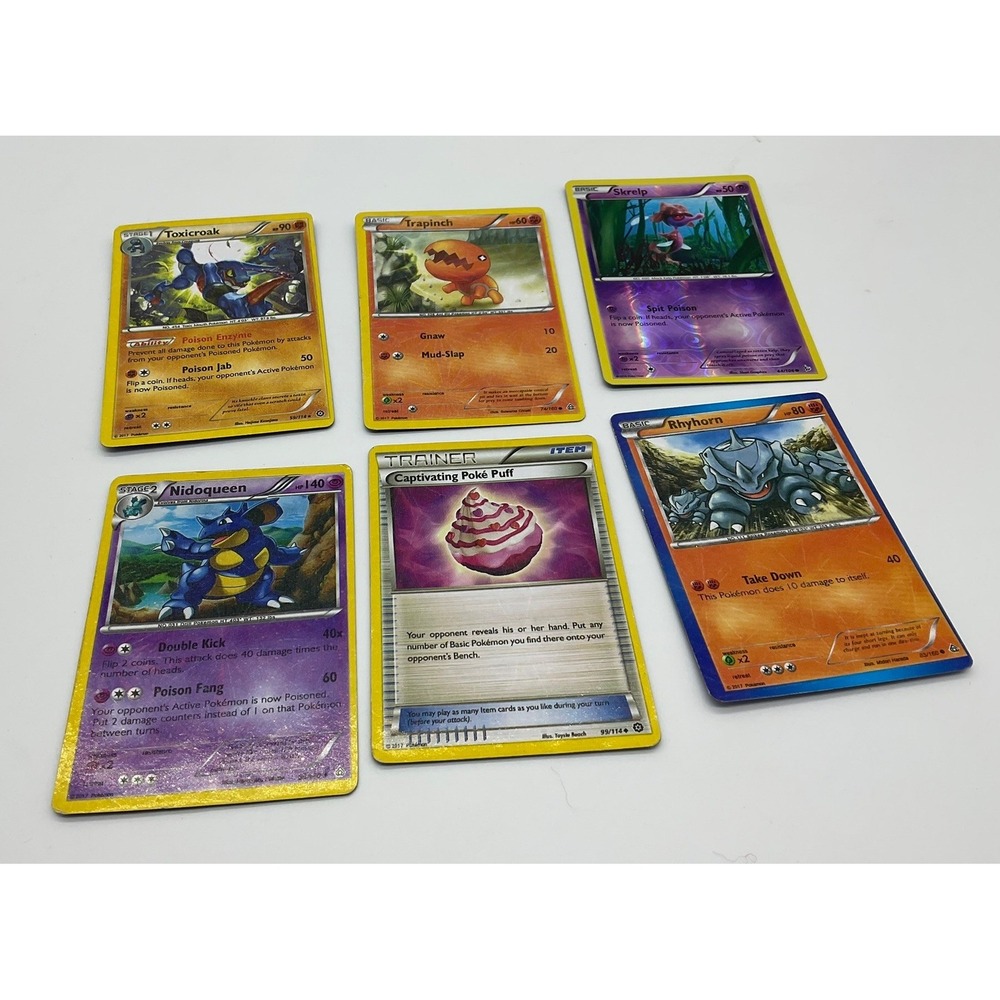 Pokemon TCG Card Lot Nidoqueen Toxicroak Rhyhorn Reverse Holo Steam Siege 6pc